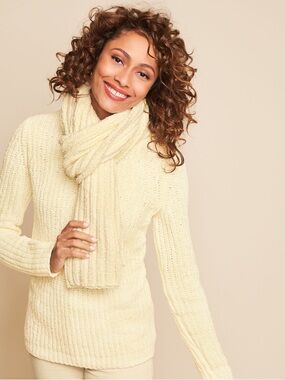 Talbots Cozy Cream Chunky Ribbed Knit Women’s Scarf